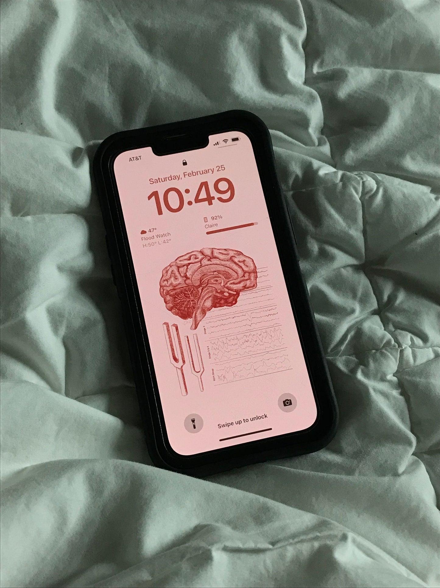 Neurology/Brain Anatomy iPhone Wallpaper (Red with light tan background)