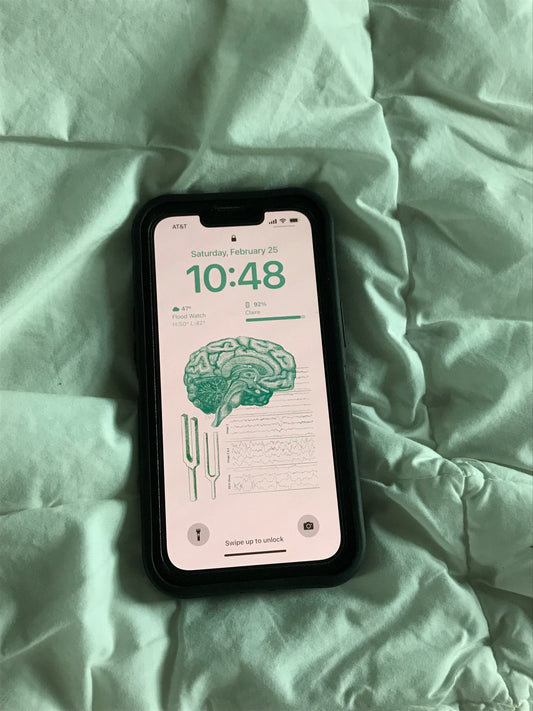 Neurology/Brain Anatomy iPhone Wallpaper (Green with light tan background)